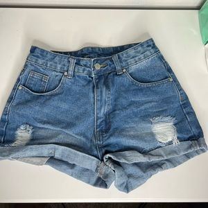 Ripped Denim Shorts